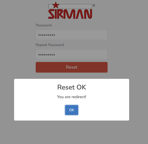 Reset password message